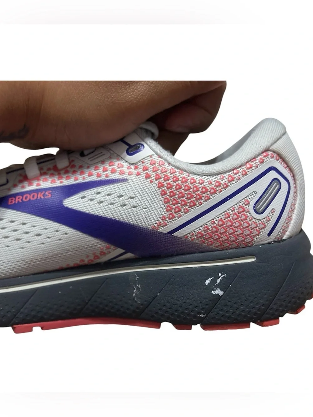 Brooks White Running Shoes with Purple and Coral Accents